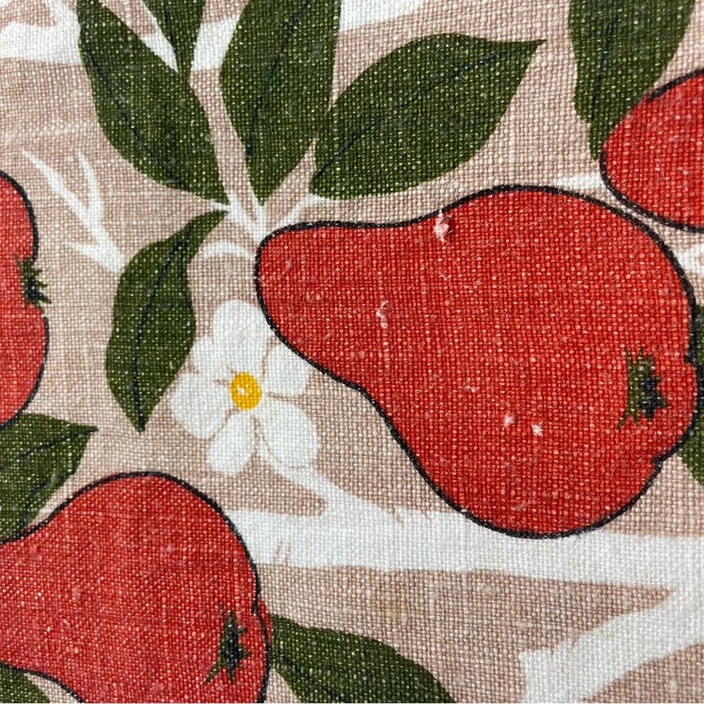Vintage Tea Towel‎ Pear Print Retro Fruit Branches Produce Kitchen Linens Orange